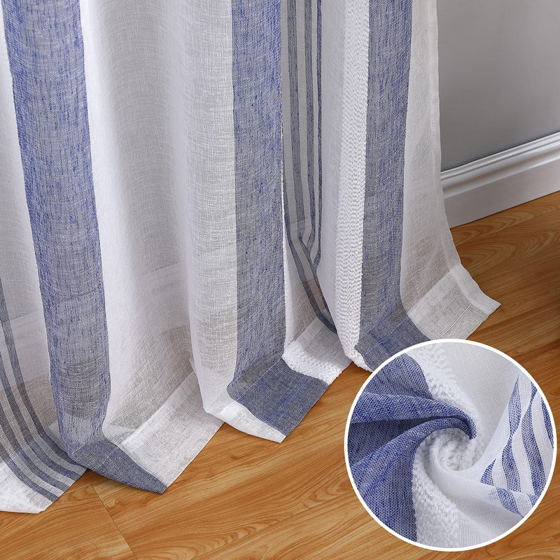 GAOMON 52 inches W Sheer Curtains for Living Room Bedroom Navy Blue 52 inches W x84 inches L
