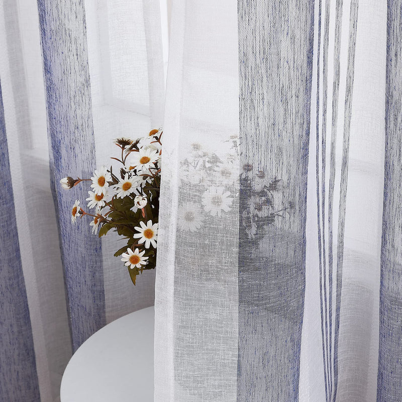 GAOMON 52 inches W Sheer Curtains for Living Room Bedroom Navy Blue 52 inches W x84 inches L