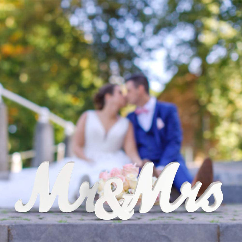 GAOMON Wood Letters Mr Mrs Wedding Props Party Decoration White