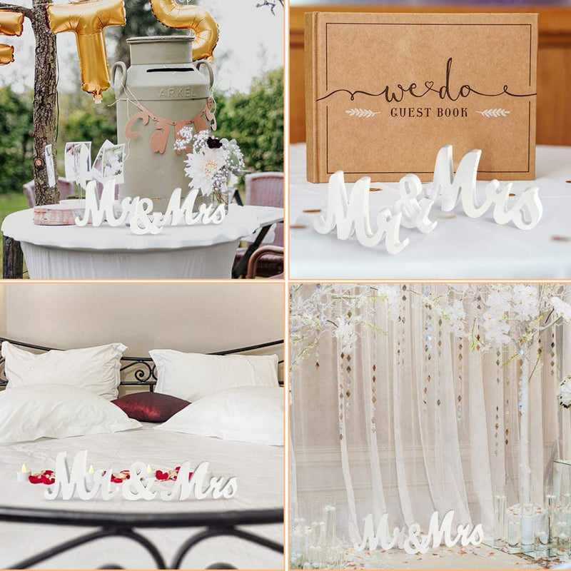 GAOMON Wood Letters Mr Mrs Wedding Props Party Decoration White