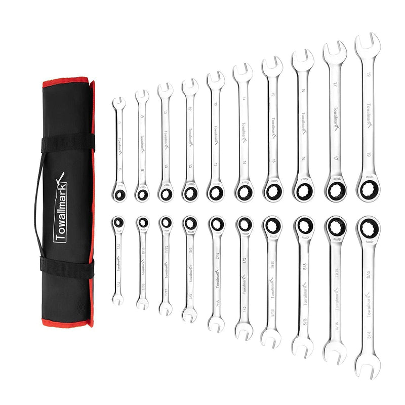 GAOMON 20-Piece SAE Metric Ratcheting Combination Wrench Set Ratchet Wrenches Set