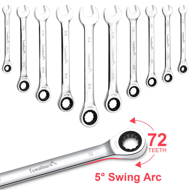 GAOMON 20-Piece SAE Metric Ratcheting Combination Wrench Set Ratchet Wrenches Set
