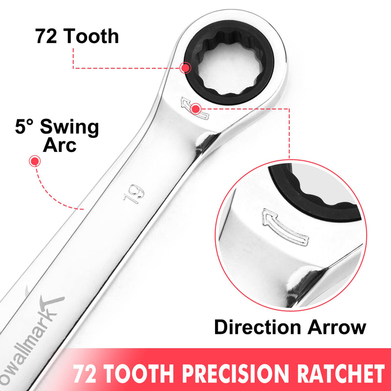 GAOMON 20-Piece SAE Metric Ratcheting Combination Wrench Set Ratchet Wrenches Set
