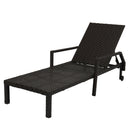 GAOMON Bed with Double Wheel Four-line Wide Film Rattan Bed Brown