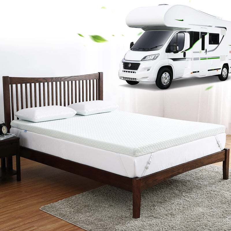 GAOMON Mattress Topper Queen 2 Inch Green Tea Egg Crate Memory Foam Mattress Topper with Zippered Bamboo Cover