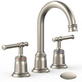 GAOMON Classical Bathroom faucets for Sink 3 Holes 8 inch Bathroom Faucet Widespread Brushed Nickel Bathroom Faucet