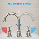 GAOMON Classical Bathroom faucets for Sink 3 Holes 8 inch Bathroom Faucet Widespread Brushed Nickel Bathroom Faucet