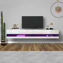 GAOMON Wooden TV Cabinet Floating Space-Saving Wall-Mounted TV Stand with 20 Color Leds
