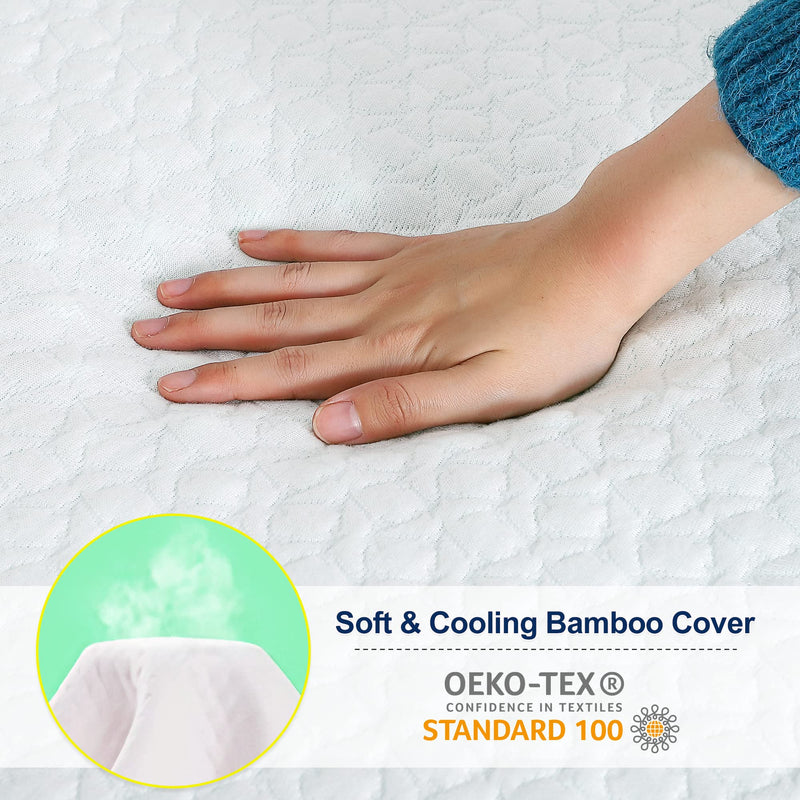 GAOMON Mattress Topper Full 2 Inch Green Tea Memory Foam Mattress Topper with Zippered Bamboo Cover