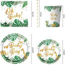 GAOMON 120PCS Jungle Animals Tableware Set Includes Plates Napkins Cups Straws Jungle Theme