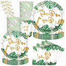 GAOMON 120PCS Jungle Animals Tableware Set Includes Plates Napkins Cups Straws Jungle Theme