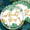 GAOMON 120PCS Jungle Animals Tableware Set Includes Plates Napkins Cups Straws Jungle Theme