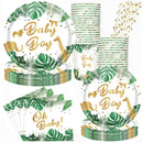 GAOMON 120PCS Jungle Animals Tableware Set Includes Plates Napkins Cups Straws Jungle Theme