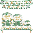 GAOMON 120PCS Jungle Animals Tableware Set Includes Plates Napkins Cups Straws Jungle Theme