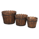 GAOMON 3PCS Planting Pots Retro Style Outdoor Reinforced Flower-Shaped Wooden Barrels