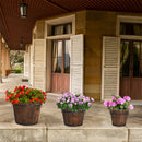 GAOMON 3PCS Planting Pots Retro Style Outdoor Reinforced Flower-Shaped Wooden Barrels