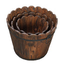 GAOMON 3PCS Planting Pots Retro Style Outdoor Reinforced Flower-Shaped Wooden Barrels