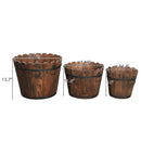 GAOMON 3PCS Planting Pots Retro Style Outdoor Reinforced Flower-Shaped Wooden Barrels