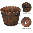 GAOMON 3PCS Planting Pots Retro Style Outdoor Reinforced Flower-Shaped Wooden Barrels