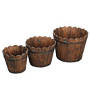 GAOMON 3PCS Planting Pots Retro Style Outdoor Reinforced Flower-Shaped Wooden Barrels