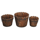 GAOMON 3PCS Planting Pots Retro Style Outdoor Reinforced Flower-Shaped Wooden Barrels