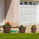 GAOMON 3PCS Planting Pots Retro Style Outdoor Reinforced Flower-Shaped Wooden Barrels