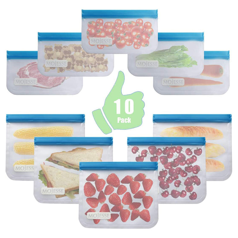 GAOMON 10PCS Food Storage Bags Reusable Leakproof Ziplock Sandwich Bag