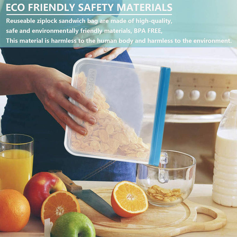 GAOMON 10PCS Food Storage Bags Reusable Leakproof Ziplock Sandwich Bag