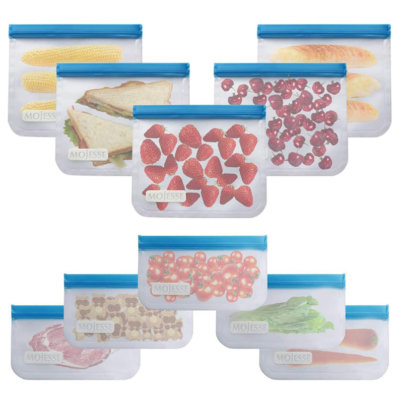GAOMON 10PCS Food Storage Bags Reusable Leakproof Ziplock Sandwich Bag