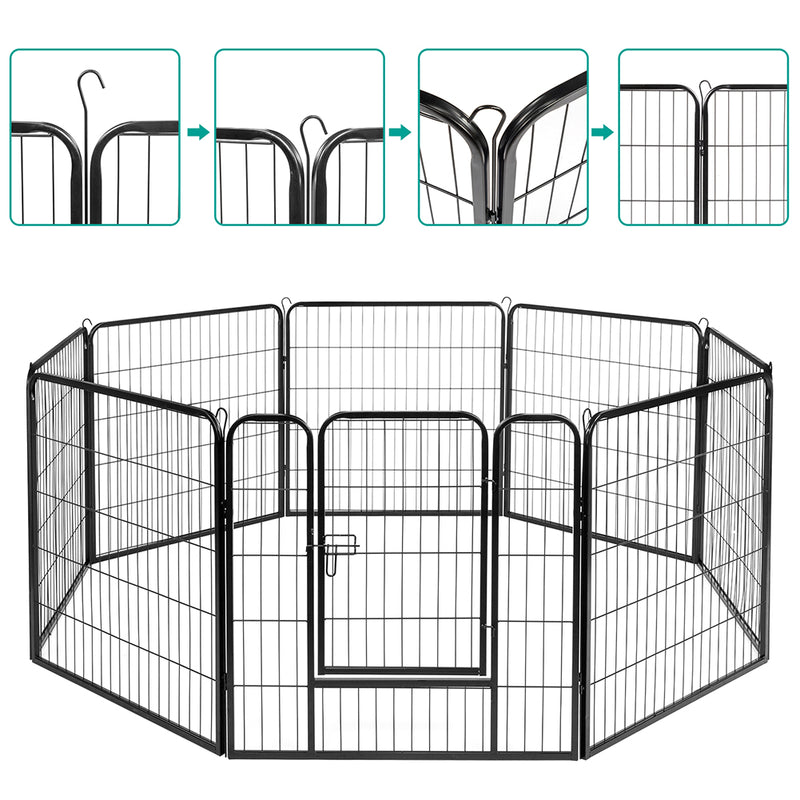 GAOMON 8 Panel 31.5 inches Foldable Pet Playpen Heavy Duty Metal Exercise Fence