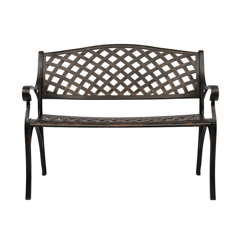 GAOMON 40.5 inches Outdoor Cast Aluminum Bench with Mesh Backrest
