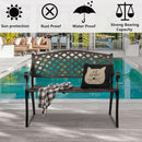 GAOMON 40.5 inches Outdoor Cast Aluminum Bench with Mesh Backrest