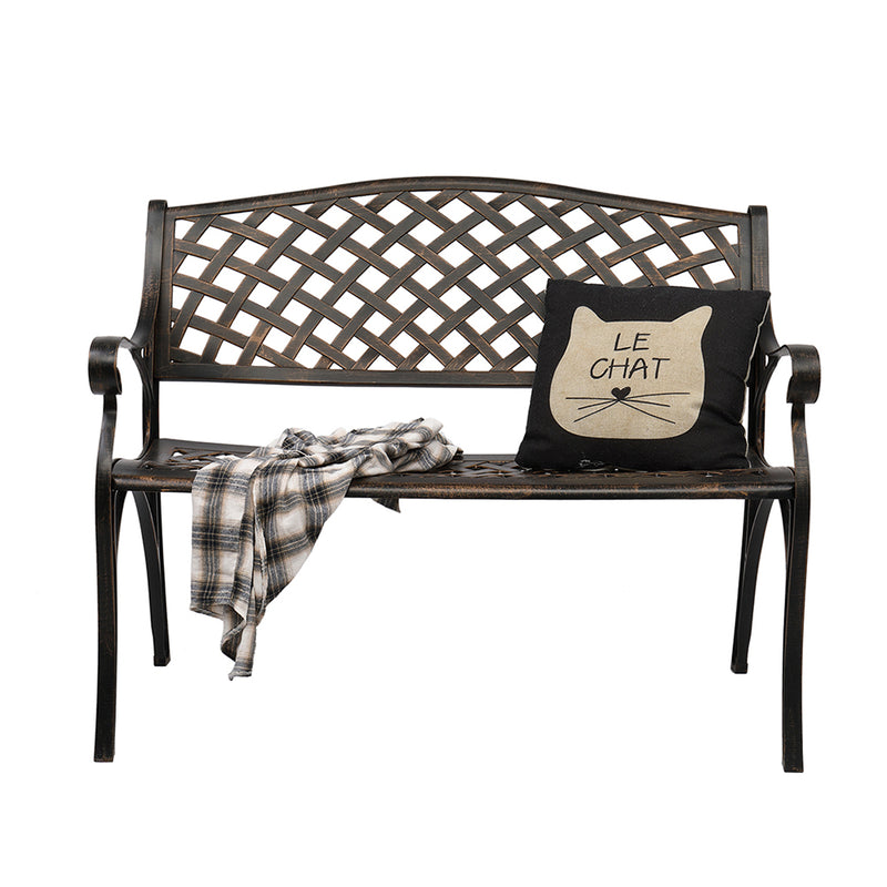 GAOMON 40.5 inches Outdoor Cast Aluminum Bench with Mesh Backrest