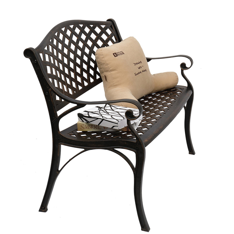 GAOMON 40.5 inches Outdoor Cast Aluminum Bench with Mesh Backrest