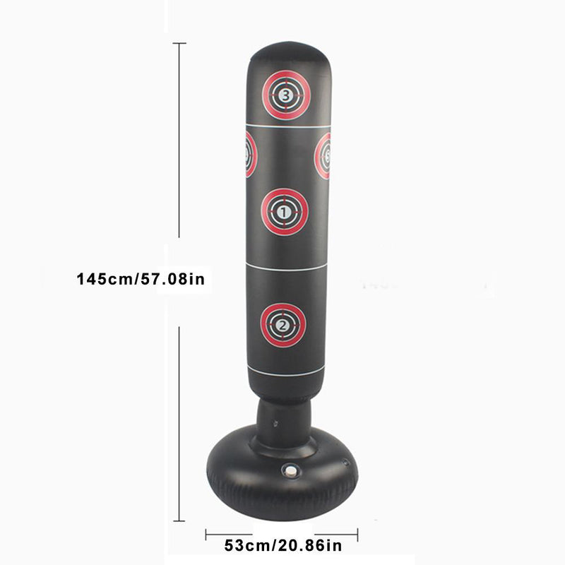 GAOMON Inflatable Boxing Sandbag with Number Printing Black Base Boxing Column 155cm