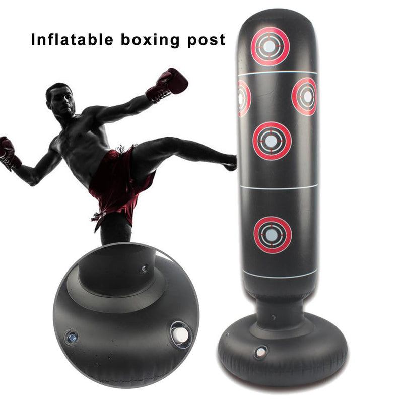 GAOMON Inflatable Boxing Sandbag with Number Printing Black Base Boxing Column 145cm
