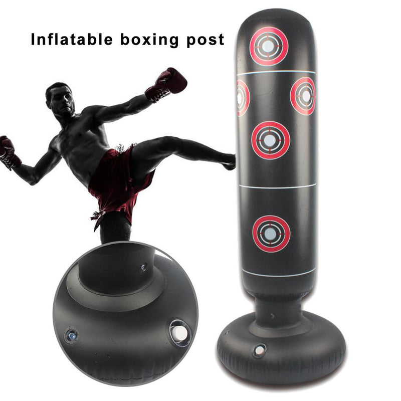 GAOMON Inflatable Boxing Sandbag with Number Printing Black Base Boxing Column 155cm