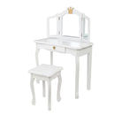 GAOMON Children Dressing Table 3-sided Foldable Mirror Dressing Table + Chair White