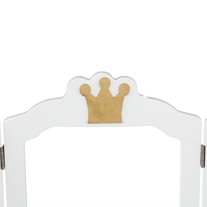 GAOMON Children Dressing Table 3-sided Foldable Mirror Dressing Table + Chair White