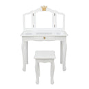 GAOMON Children Dressing Table 3-sided Foldable Mirror Dressing Table + Chair White