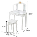 GAOMON Children Dressing Table 3-sided Foldable Mirror Dressing Table + Chair White