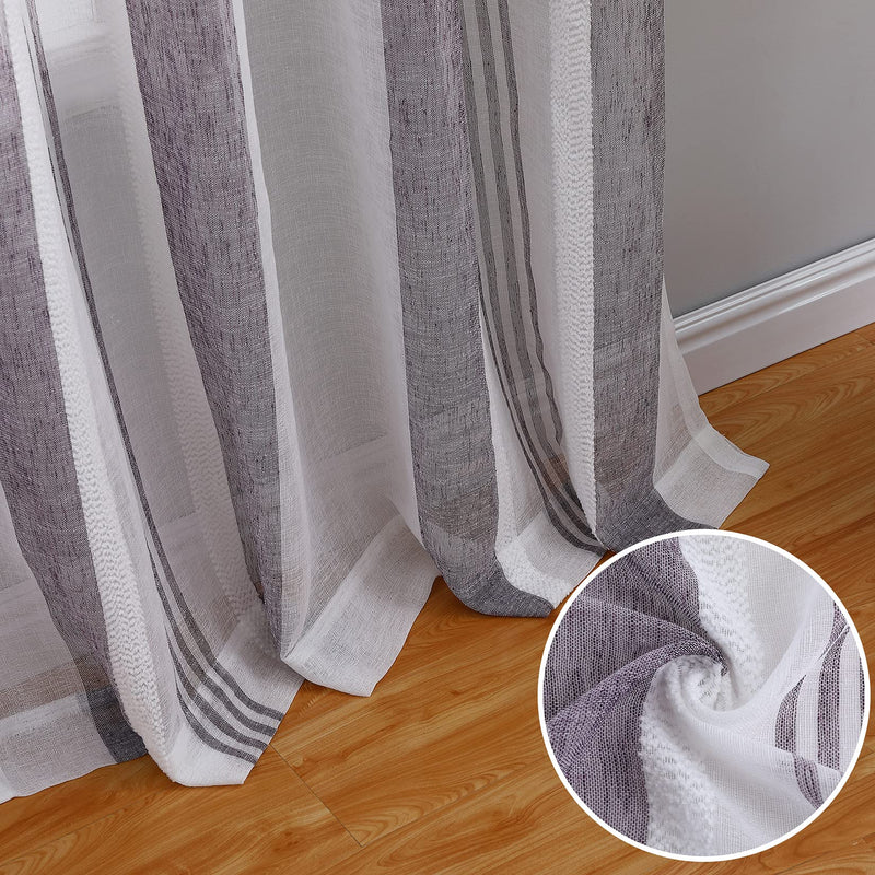 GAOMON 52 inches W Sheer Curtains for Living Room Bedroom Purple 52 inches W x63 inches L