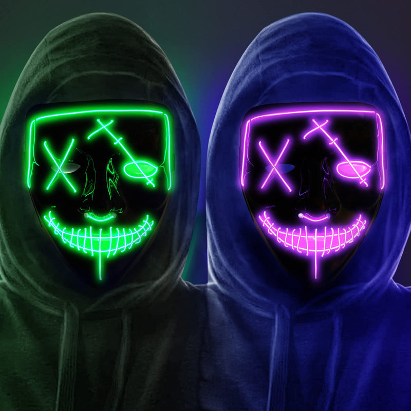 GAOMON 3 Pack Led Light Up Masks Scary Masks for Halloween
