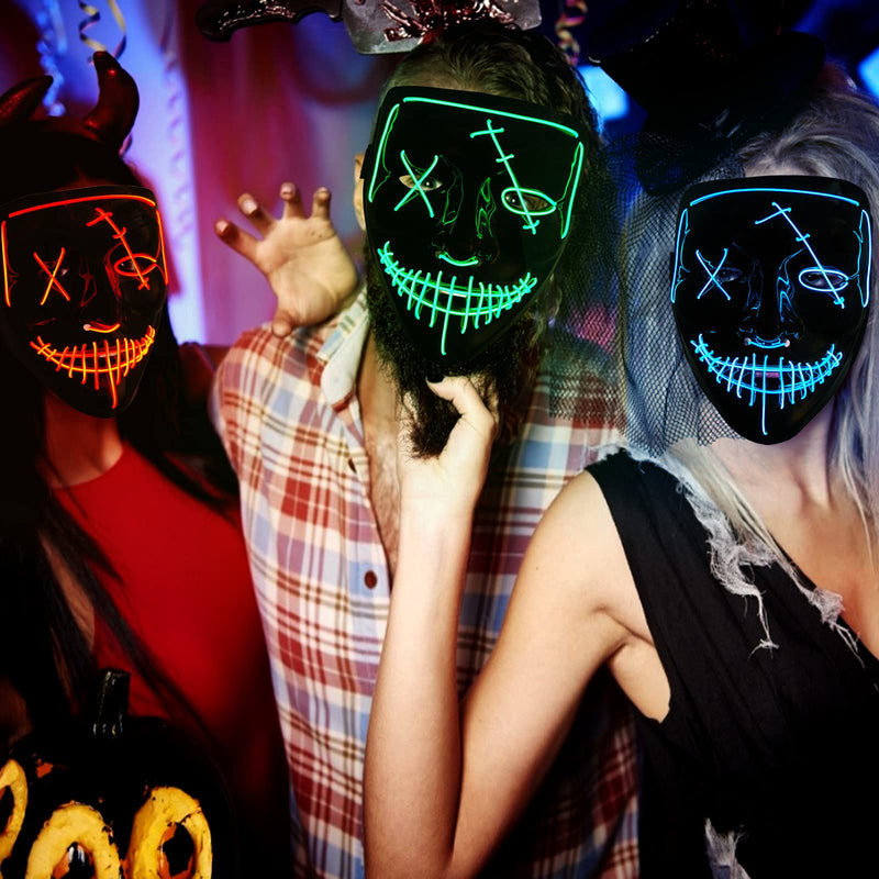 GAOMON 3 Pack Led Light Up Masks Scary Masks for Halloween