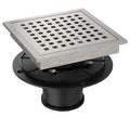 GAOMON 6 Inch Square Shower Floor Drain Brushed Nickel Removable Grid Cover Hair Filter