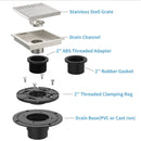 GAOMON 6 Inch Square Shower Floor Drain Brushed Nickel Removable Grid Cover Hair Filter