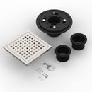 GAOMON 6 Inch Square Shower Floor Drain Brushed Nickel Removable Grid Cover Hair Filter