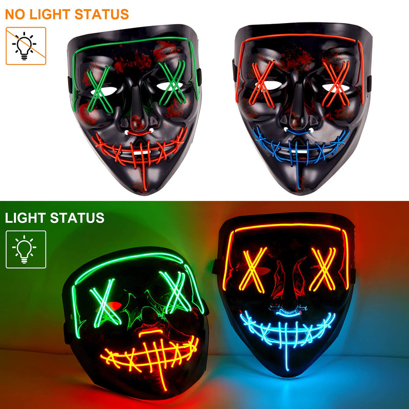 GAOMON 6PACK Halloween Purge Mask LED Gloves Set