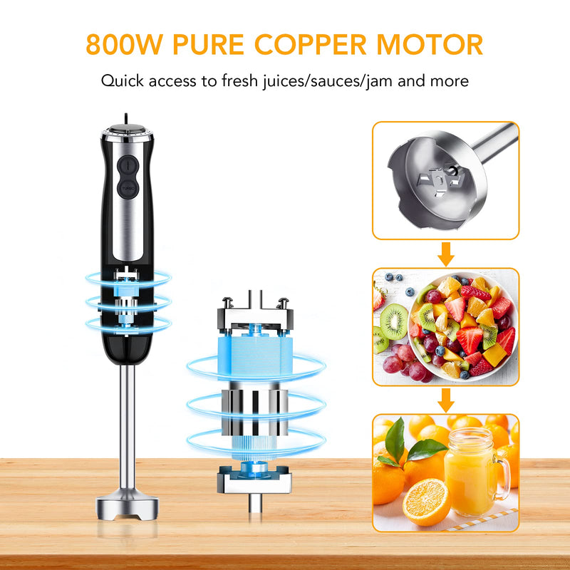 GAOMON Blender BH1 5-in-1 Stainless Steel Electric Hand Blender