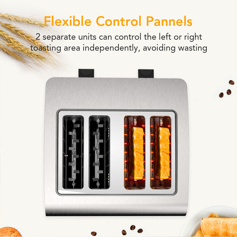GAOMON Toaster TA1 Stainless Steel 4-Slice 7 Shades Toaster UK Plug